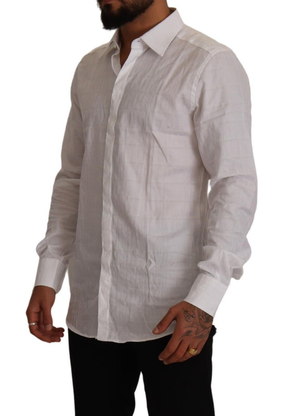 Dolce & Gabbana 100% Cotton Slim Fit Dress Shirt in White