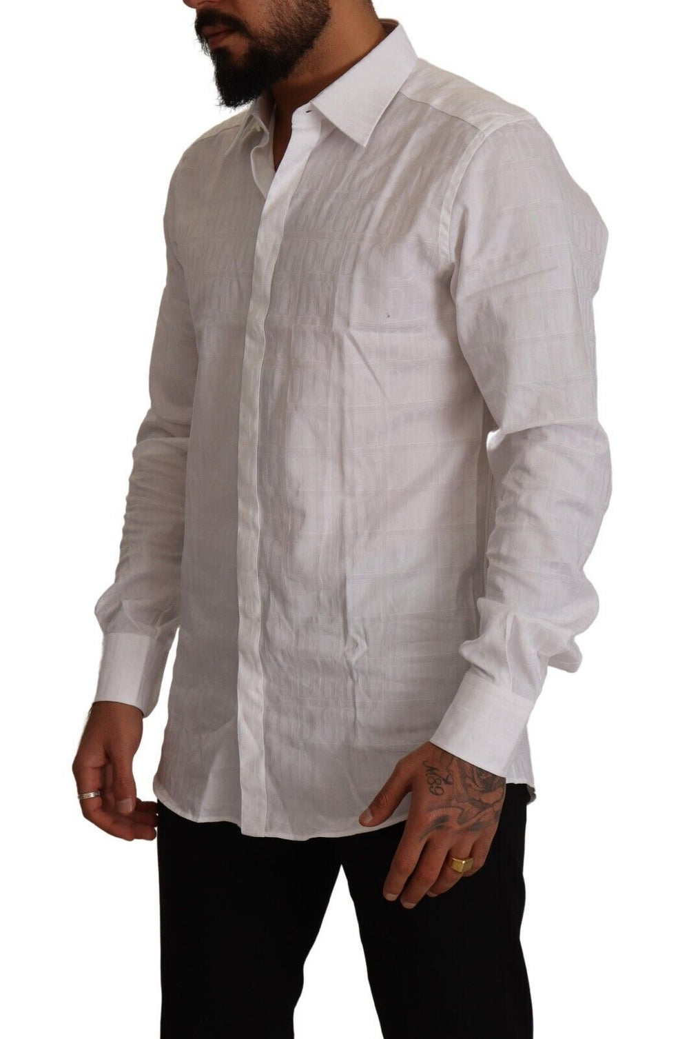 Dolce & Gabbana 100% Cotton Slim Fit Dress Shirt in White