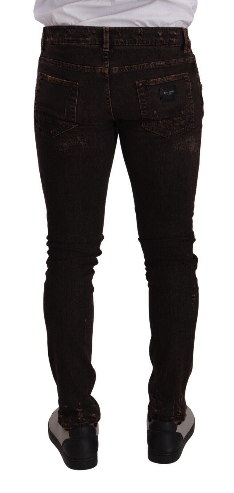 Brown Distressed Slim Fit Skinny Denim Jeans mens luxury fashion - Mens Edit