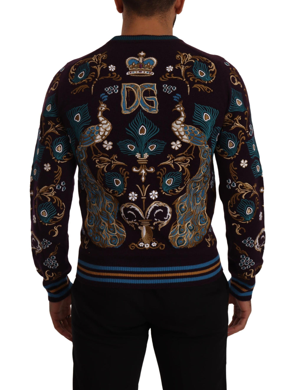 Dolce & Gabbana 100% Cashmere Crown Embroidered Sweater in Bordeaux