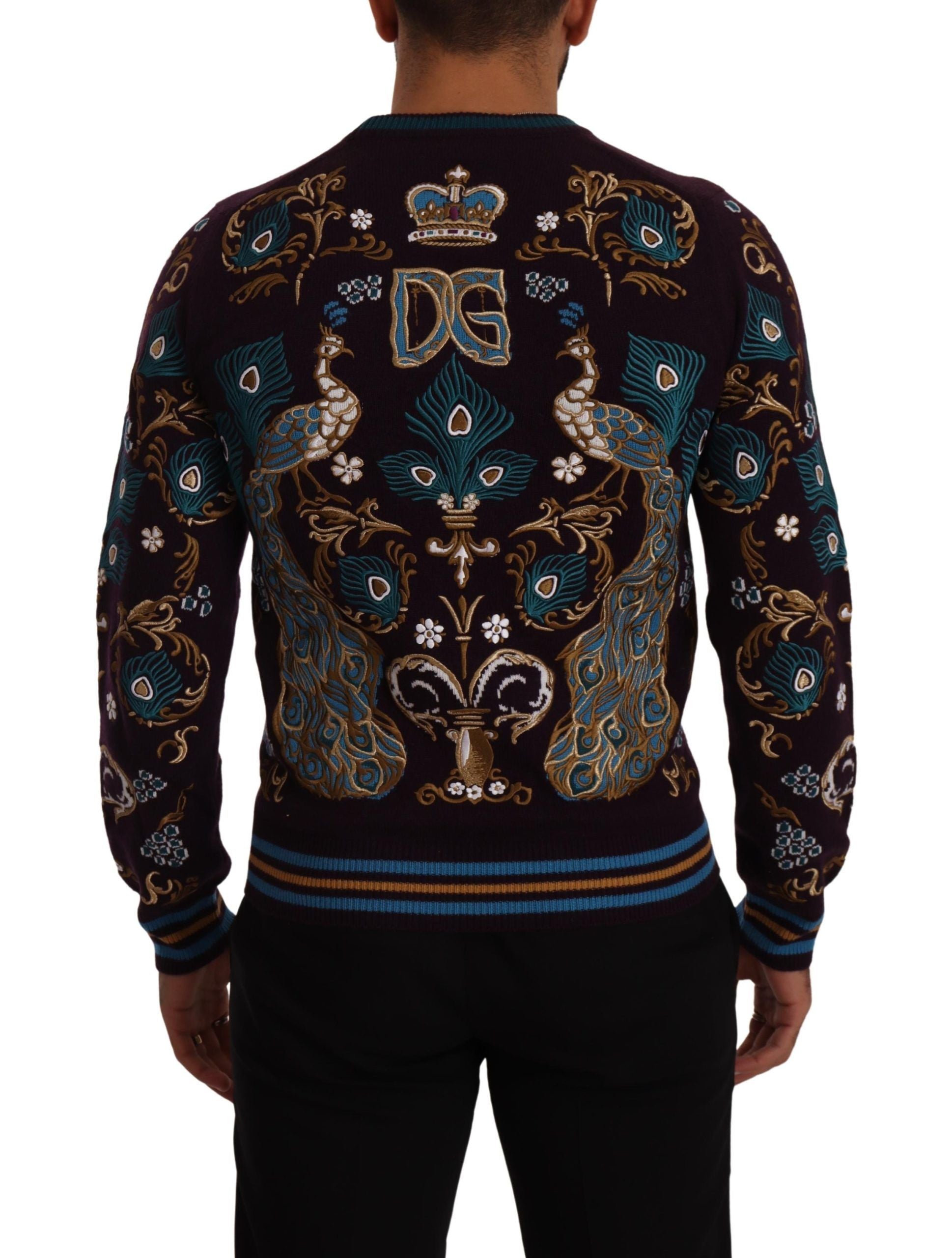 Dolce & Gabbana Πουλόβερ από 100% κασμίρι με Κέντημα Κορώνας σε Μπορντώ