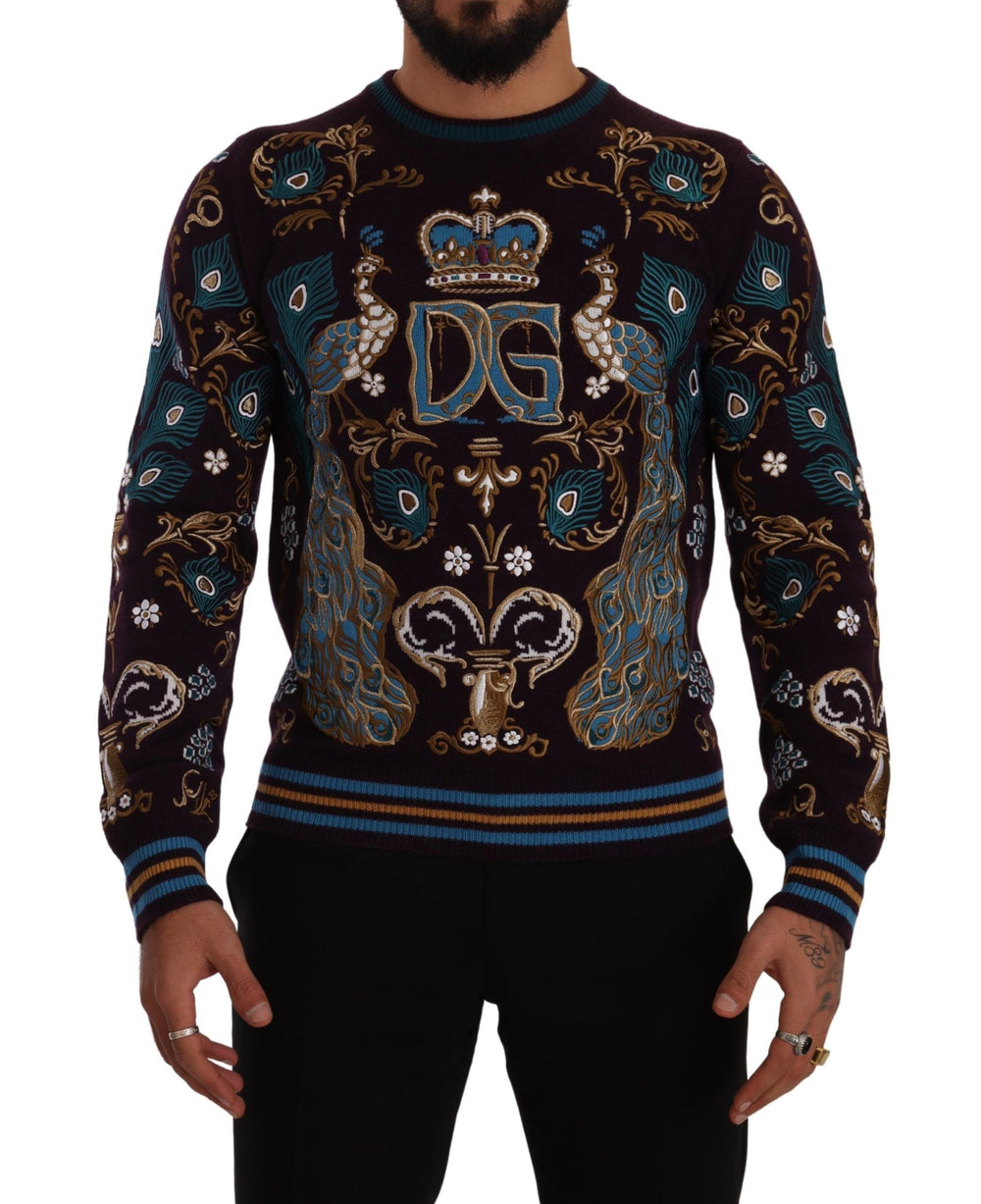 Dolce & Gabbana 100% Cashmere Crown Embroidered Sweater in Bordeaux