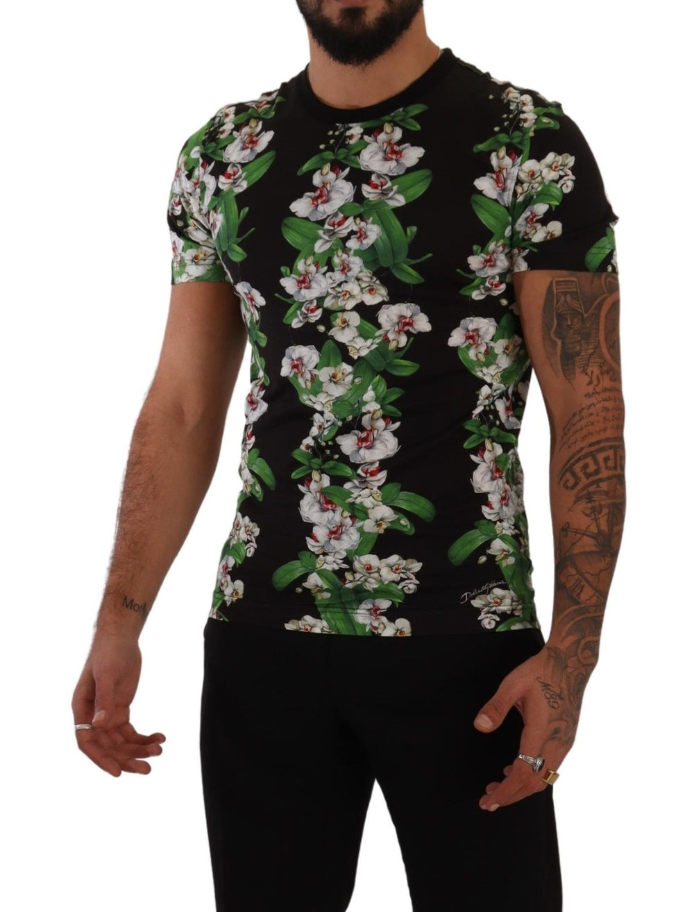 Dolce & Gabbana 100% Cotton Floral Print T-shirt in Black