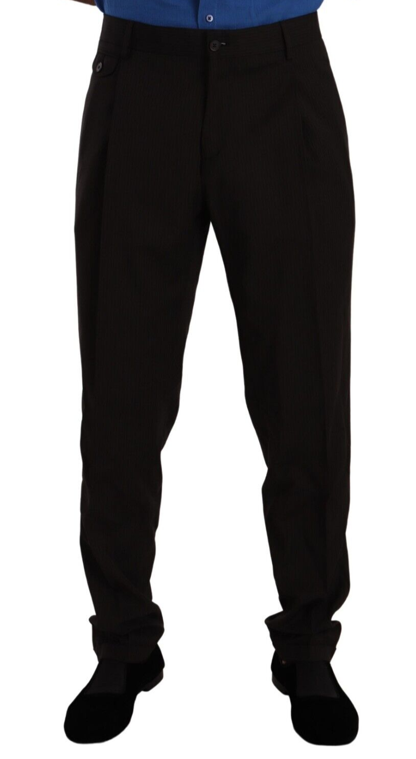 Dolce & Gabbana Virgin Wool Skinny Dress Trousers in Brown