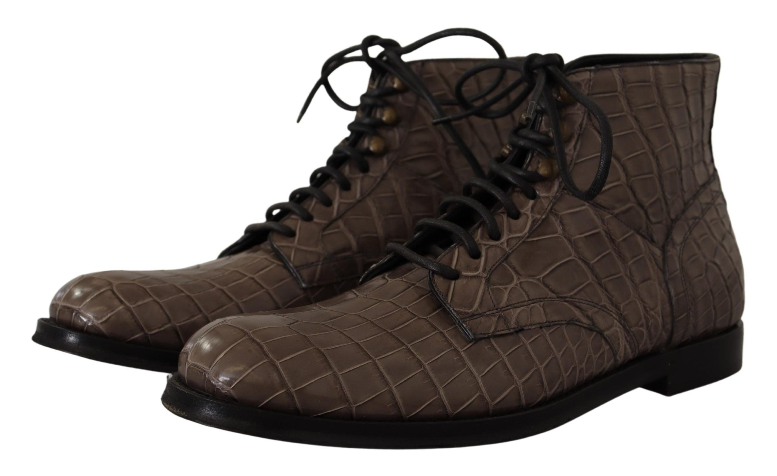 Gray Crocodile Leather Derby Boots mens luxury fashion - Mens Edit