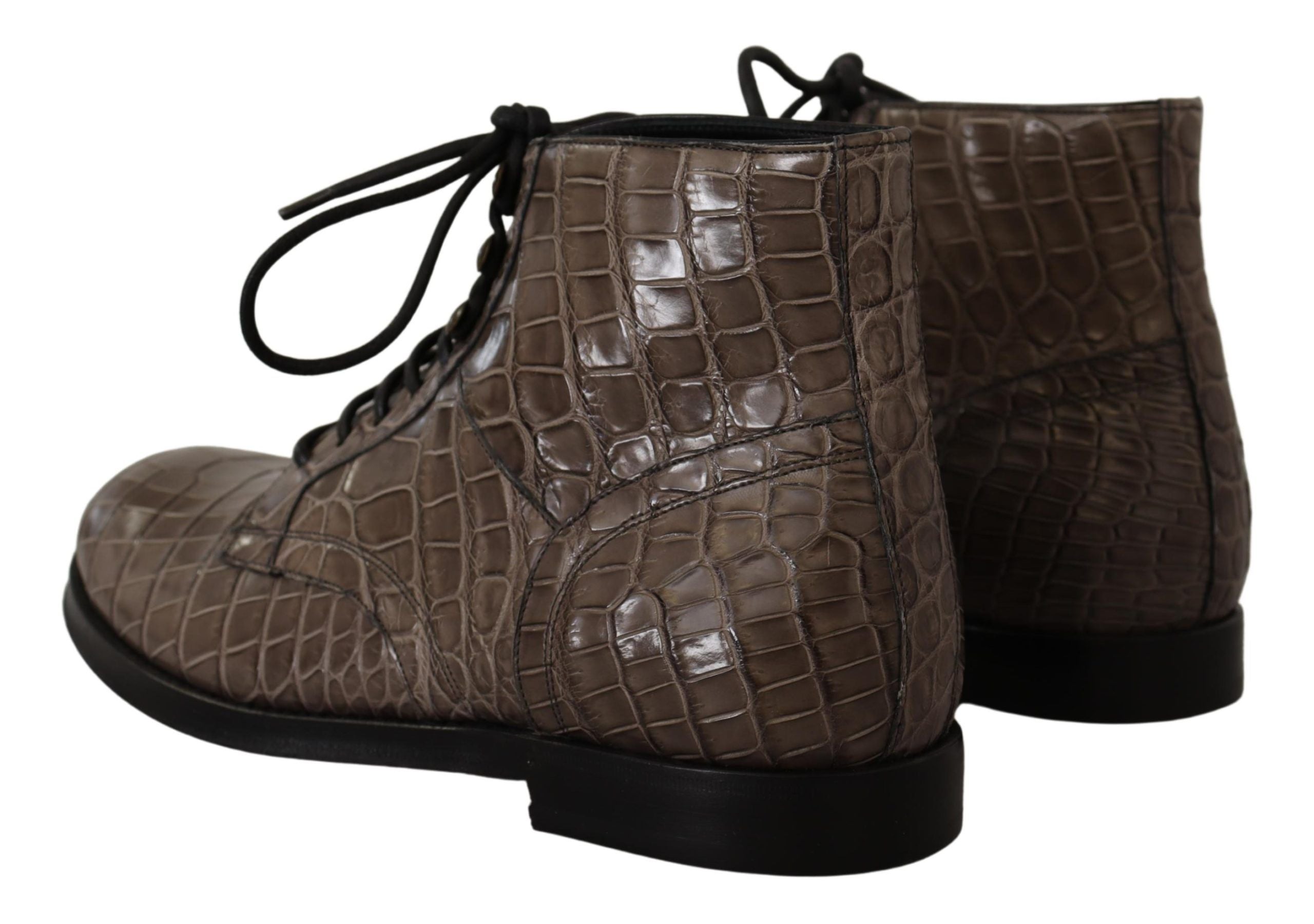 Dolce & Gabbana Derby Boots από Δέρμα Κροκοδείλου σε Γκρι