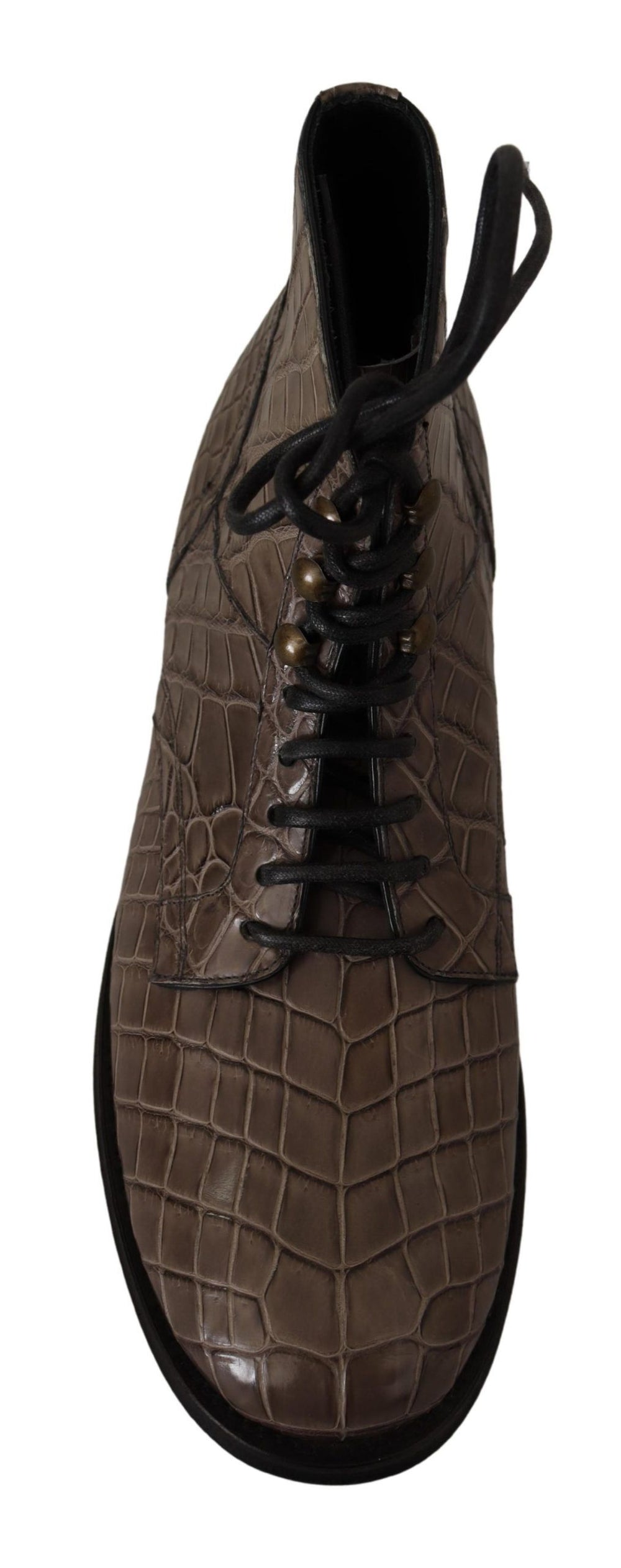 Dolce & Gabbana Crocodile Leather Derby Boots in Grey