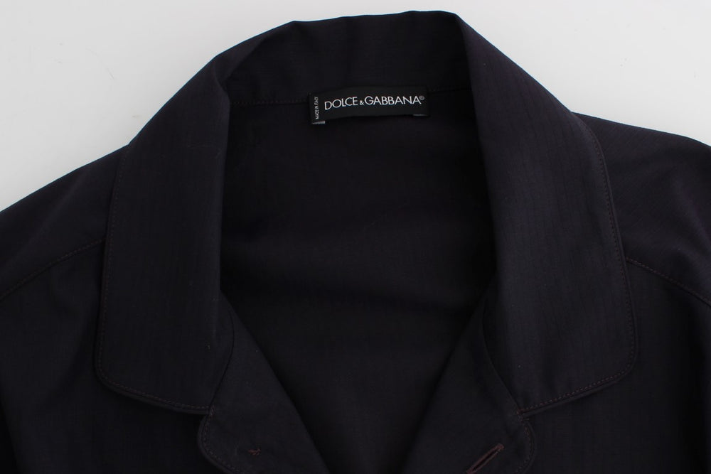 Dolce & Gabbana 100% Cotton Striped Lounge Shirt in Purple