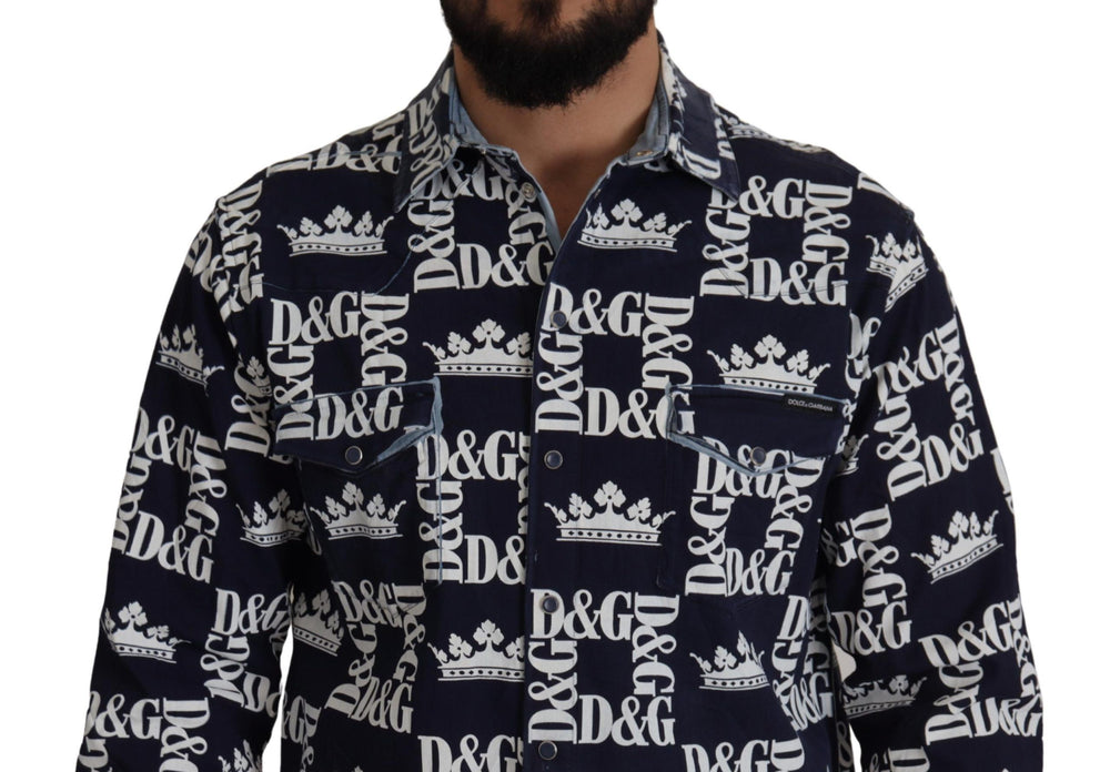 Dolce & Gabbana Stretch Denim Casual Shirt in Blue