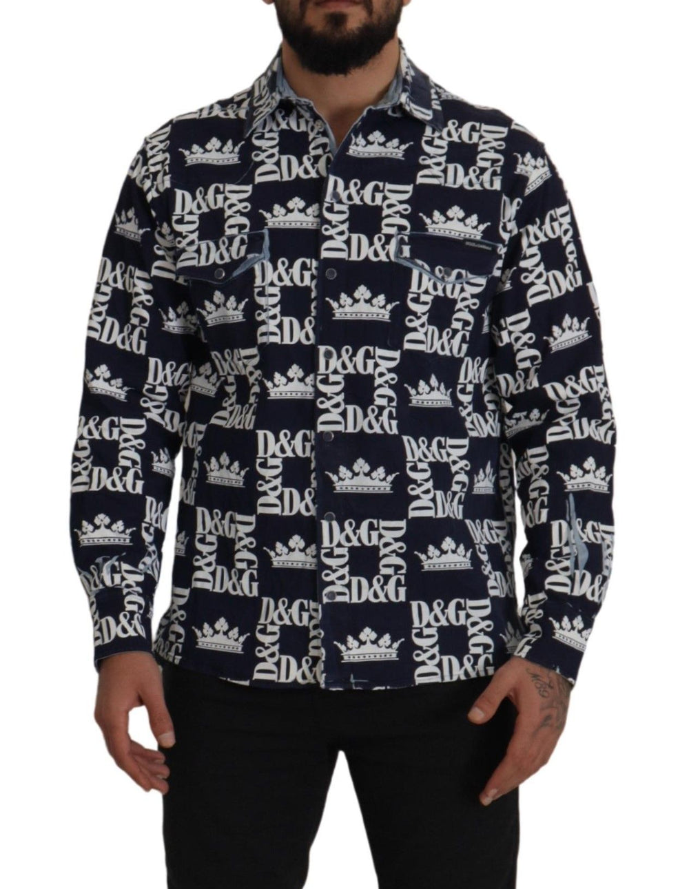 Dolce & Gabbana Stretch Denim Casual Shirt in Blue