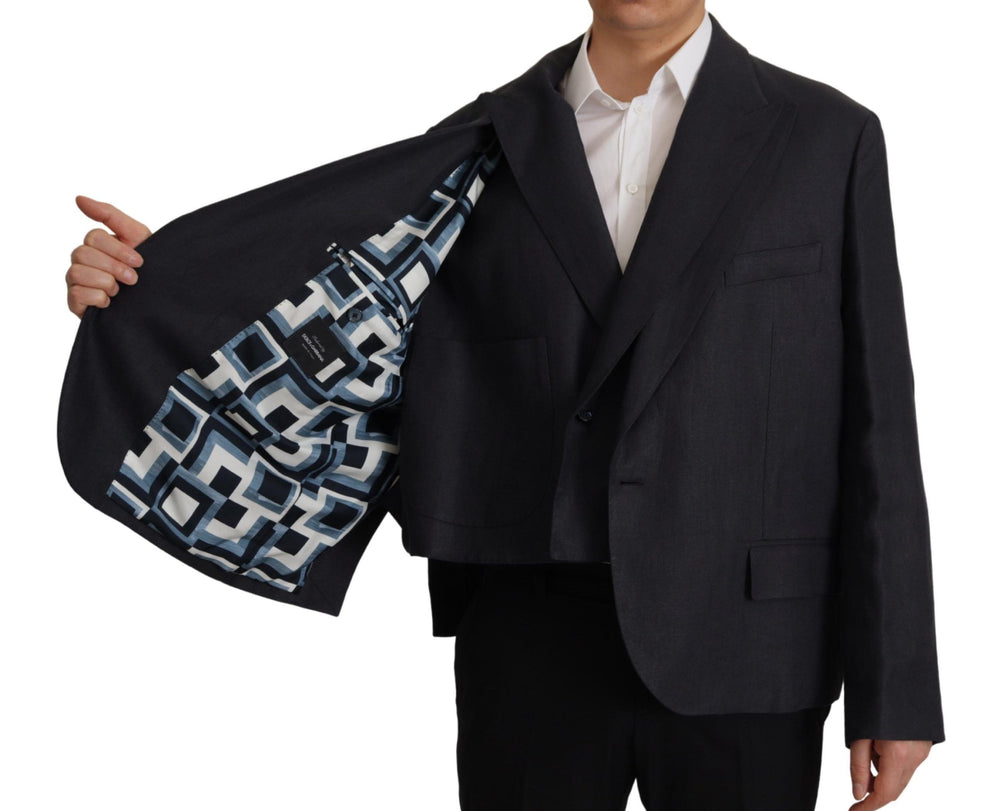 Dolce & Gabbana Linen Blazer in Dark Blue