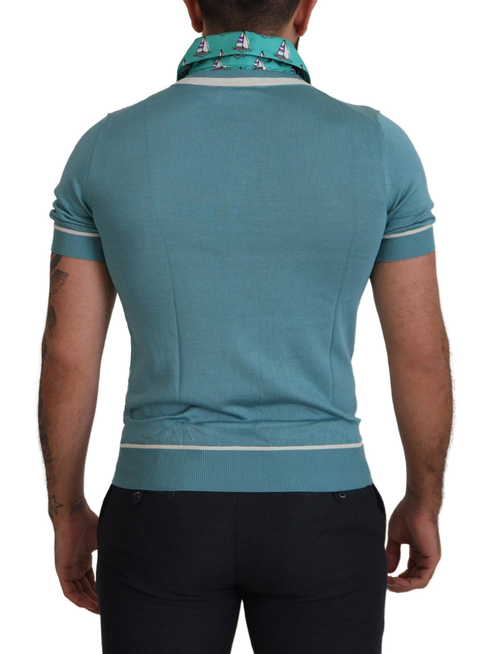 Dolce & Gabbana 100% Silk Polo Shirt in Light Blue