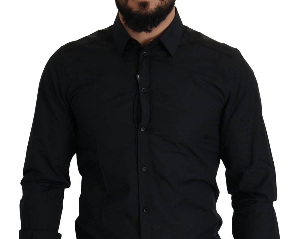 Dolce & Gabbana GOLD 100% Cotton Slim Fit Dress Shirt in Black