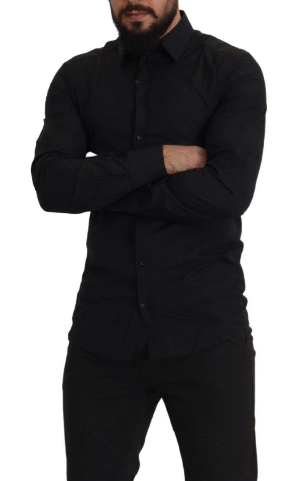 Dolce & Gabbana GOLD 100% Cotton Slim Fit Dress Shirt in Black
