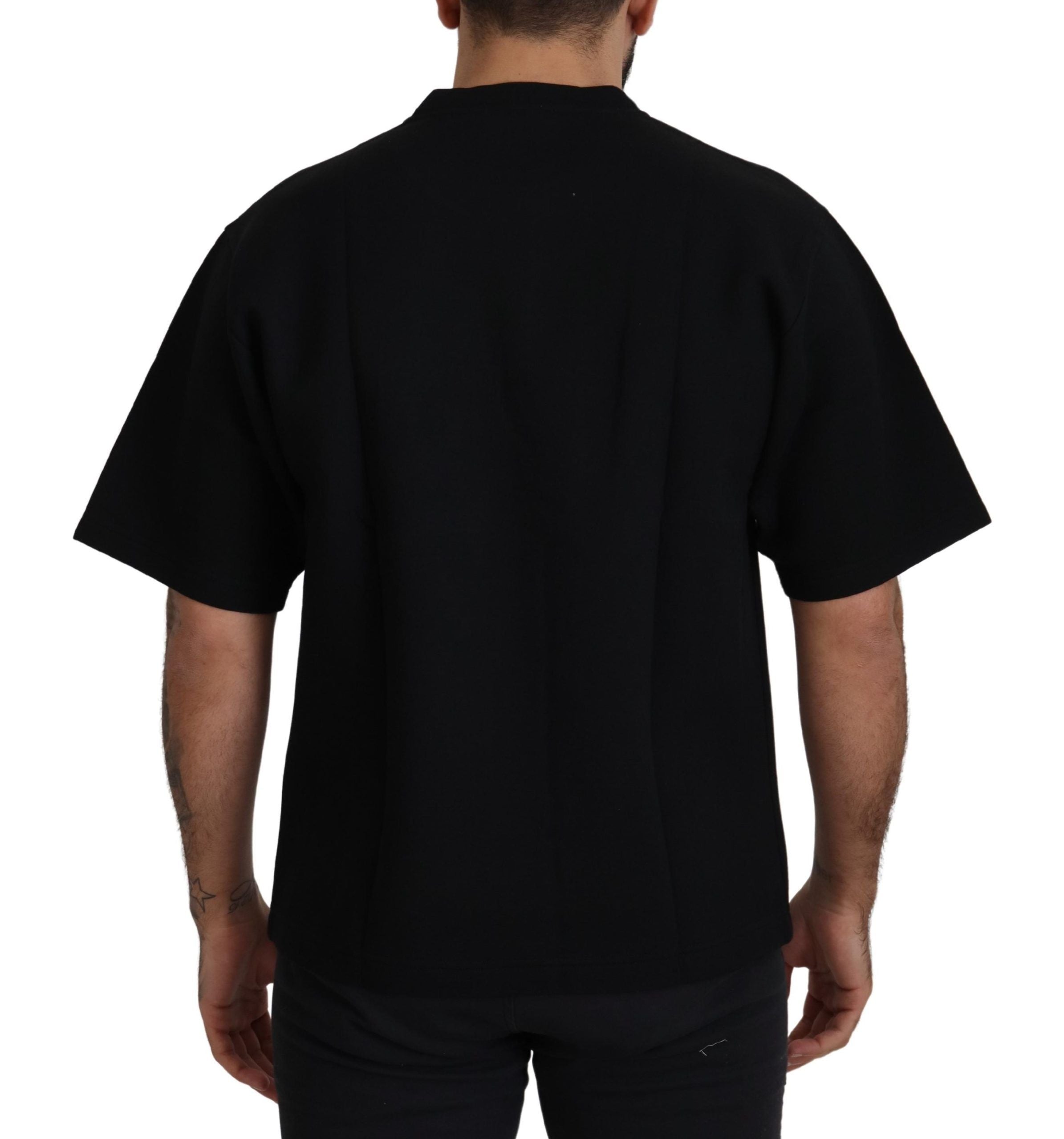 Dolce & Gabbana Βαμβακερό T-shirt με Στρογγυλή Λαιμόκοψη σε Μαύρο