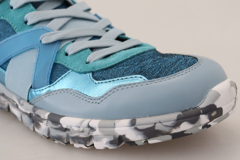 Dolce & Gabbana Leather Sport Low Top Sneakers in Blue Grey