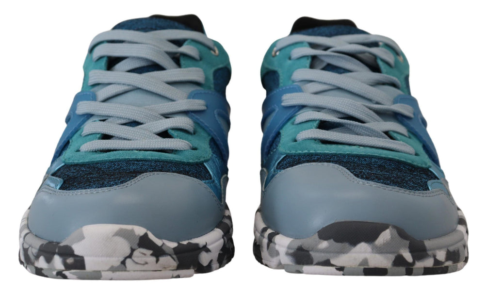 Dolce & Gabbana Leather Sport Low Top Sneakers in Blue Grey