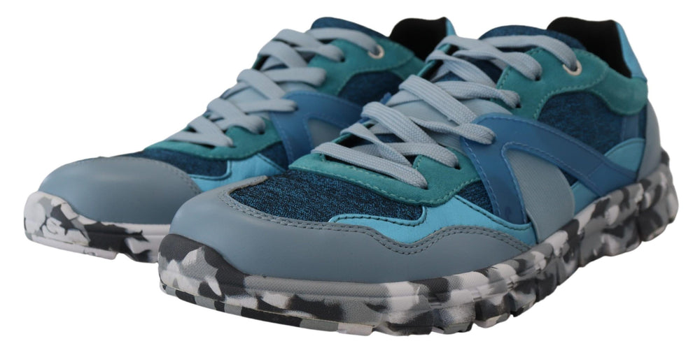 Dolce & Gabbana Leather Sport Low Top Sneakers in Blue Grey