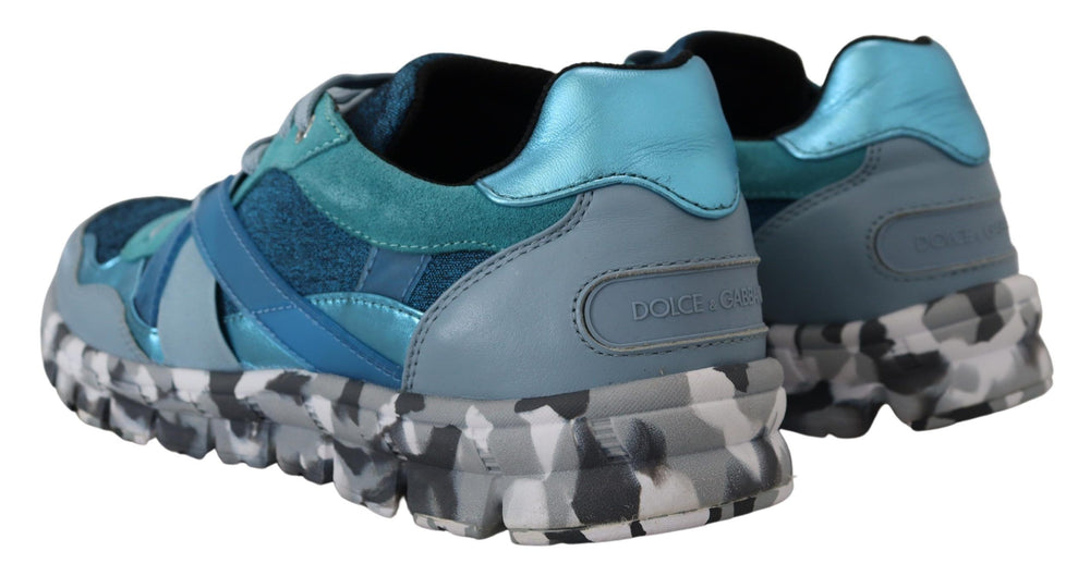 Dolce & Gabbana Leather Sport Low Top Sneakers in Blue Grey