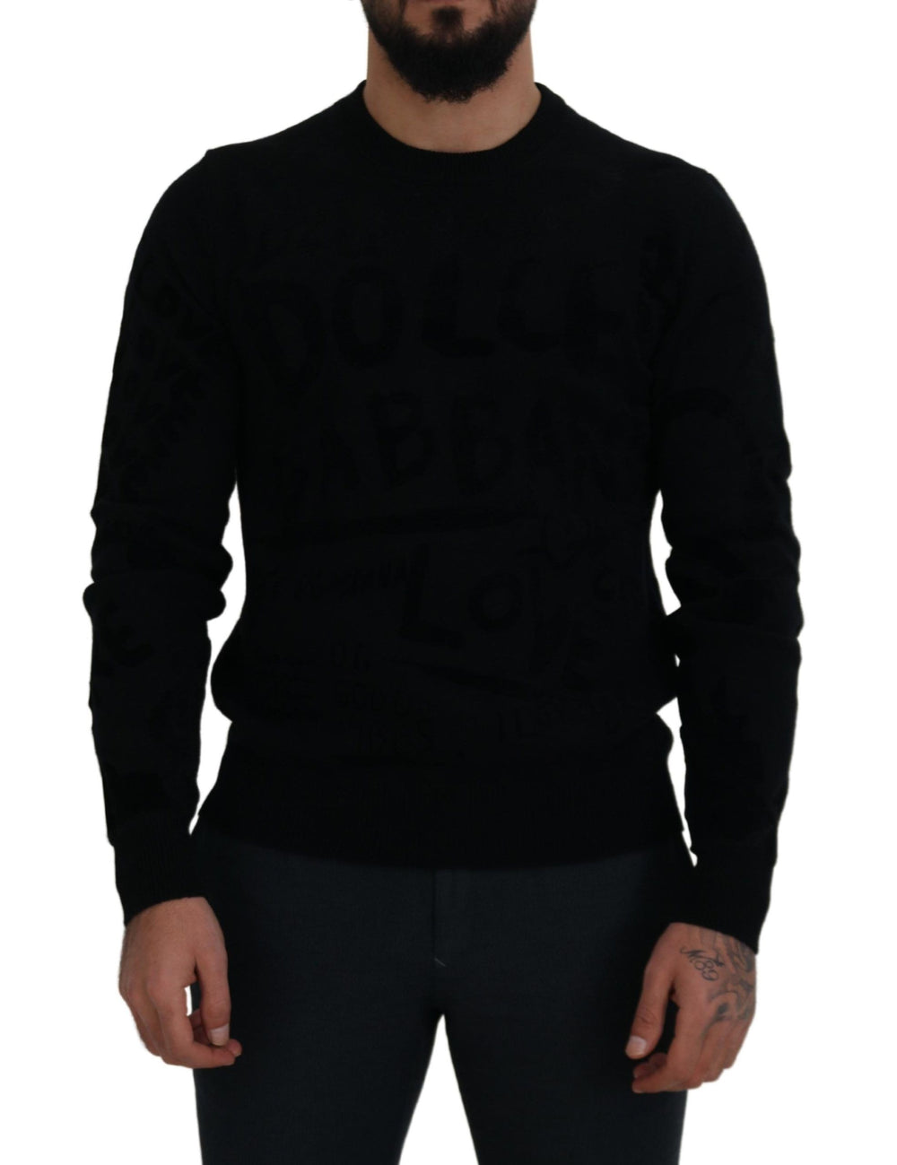 Dolce & Gabbana 100% Wool Crewneck Sweater in Black