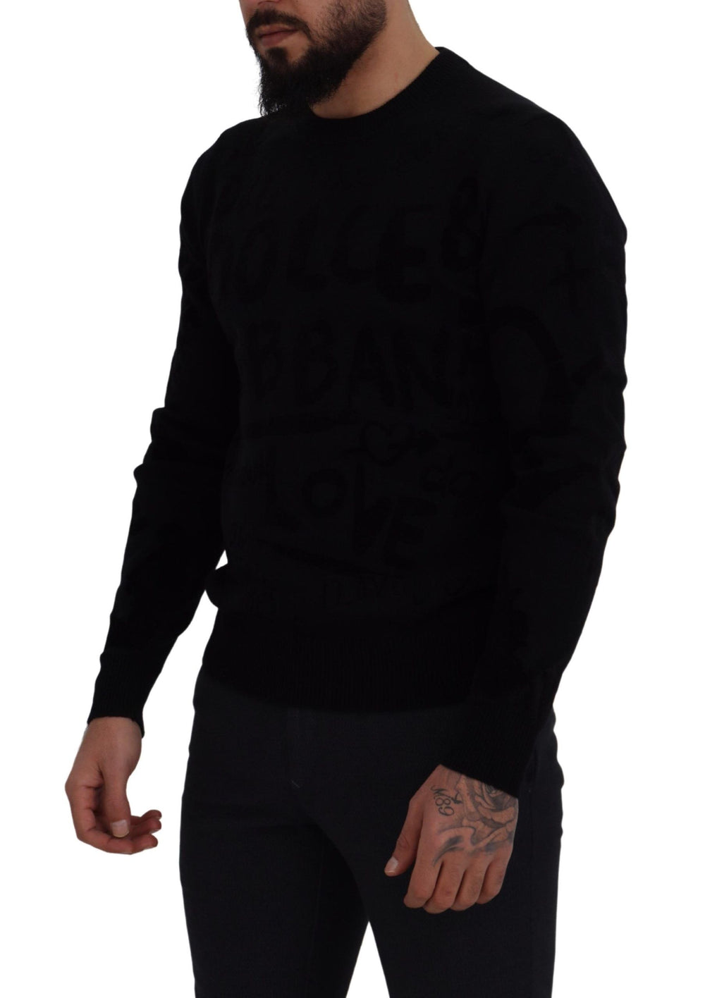 Dolce & Gabbana 100% Wool Crewneck Sweater in Black