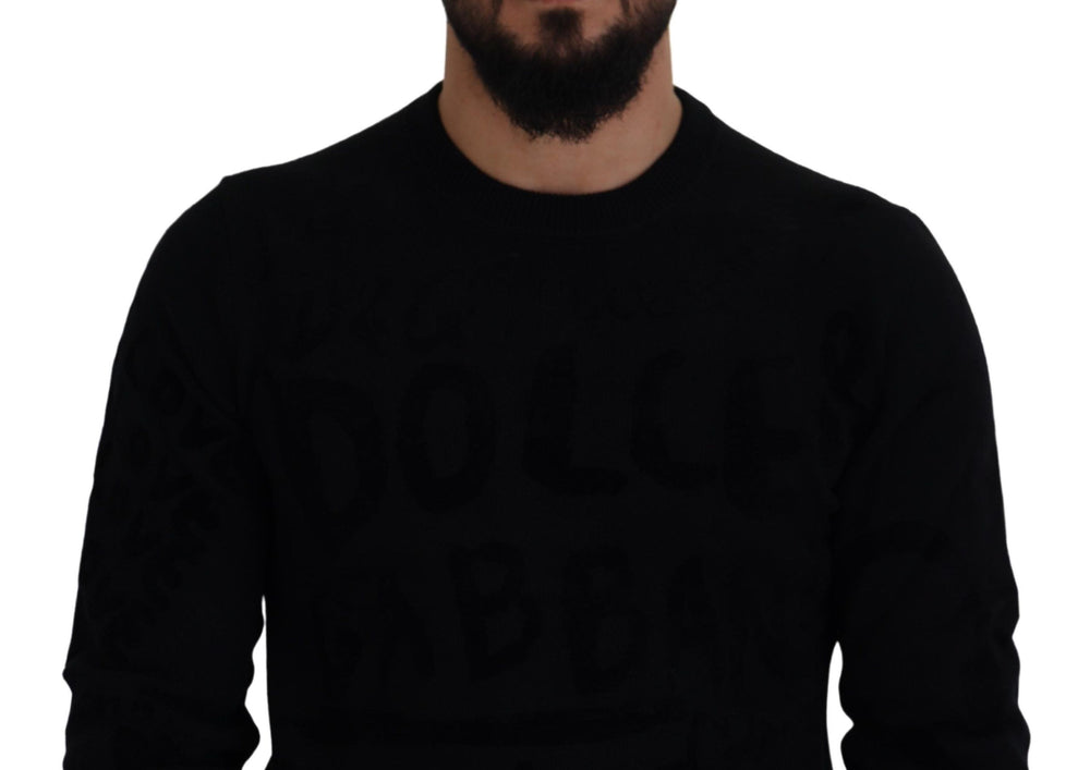 Dolce & Gabbana 100% Wool Crewneck Sweater in Black