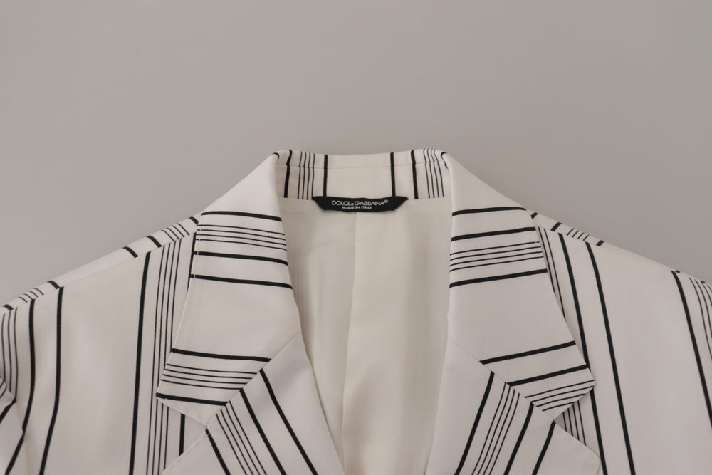 Dolce & Gabbana Striped Cotton Blazer in White