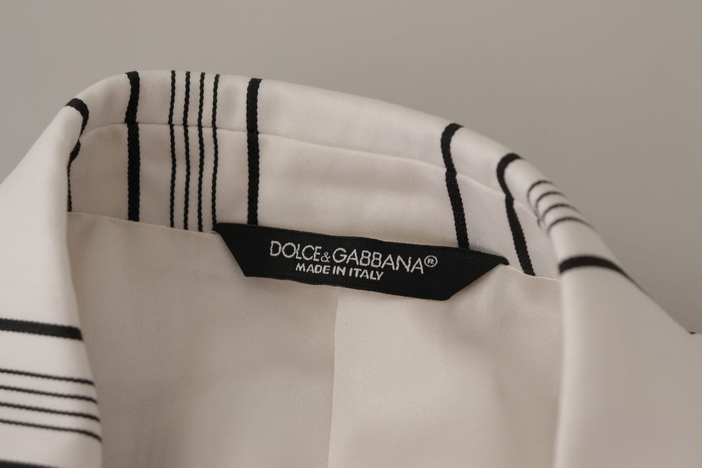 Dolce & Gabbana Striped Cotton Blazer in White