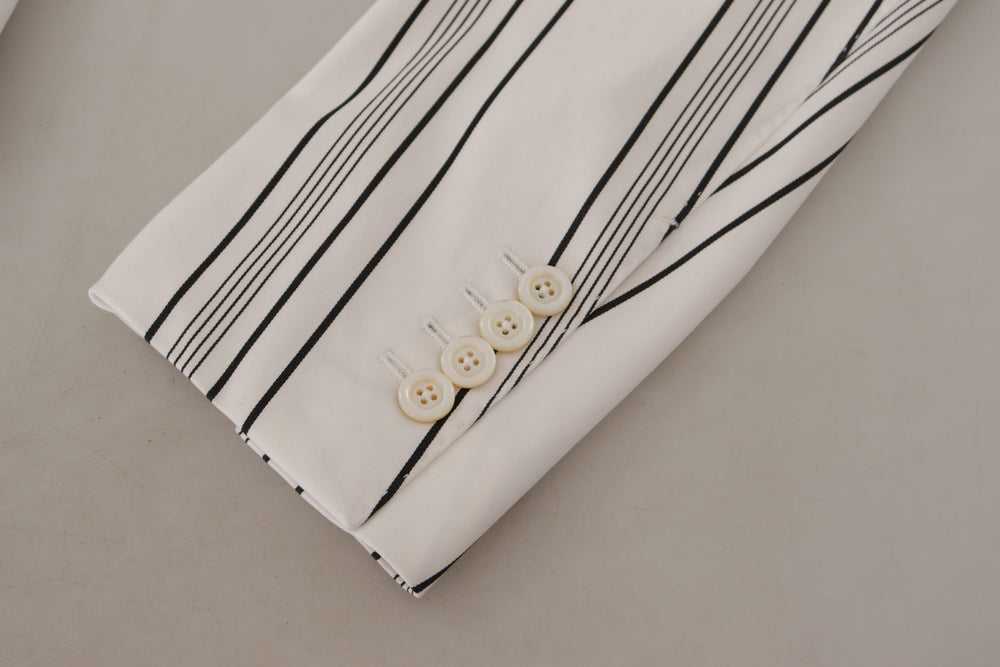 Dolce & Gabbana Striped Cotton Blazer in White