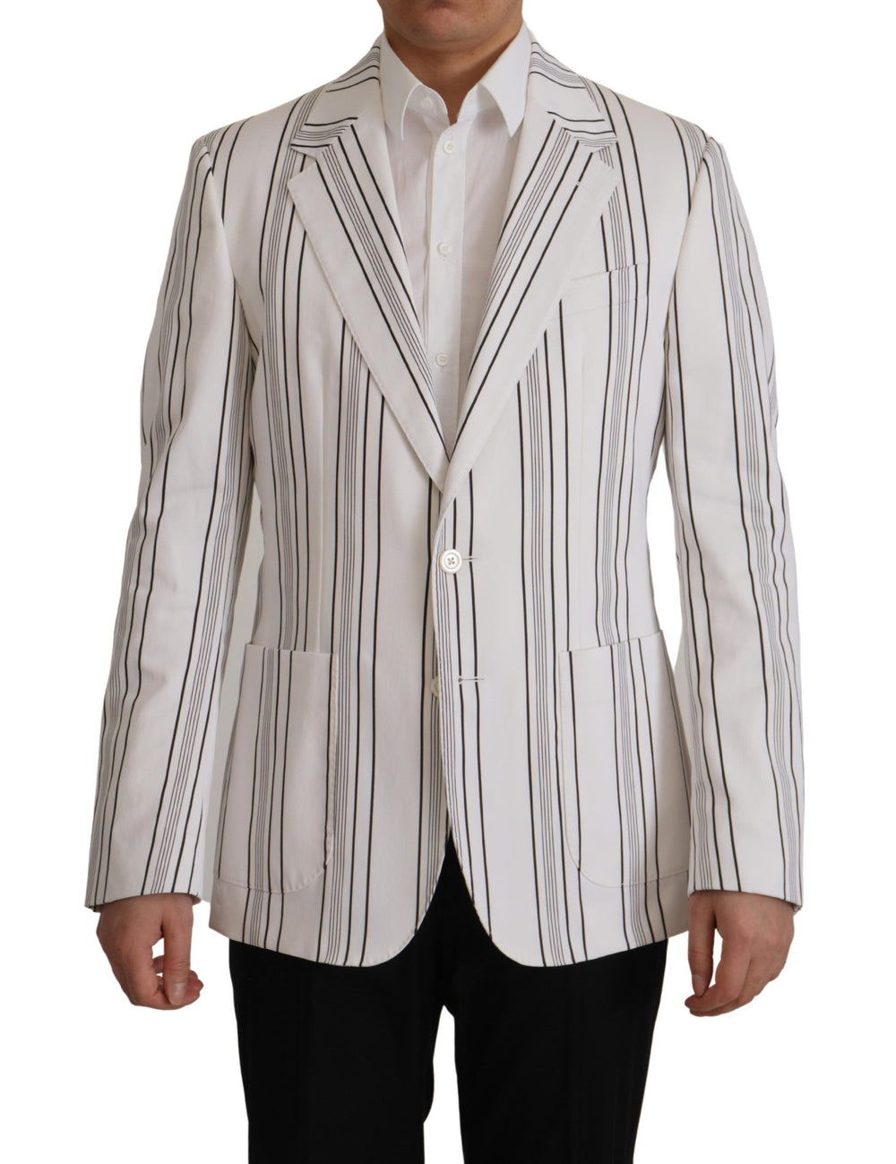 Dolce & Gabbana Striped Cotton Blazer in White