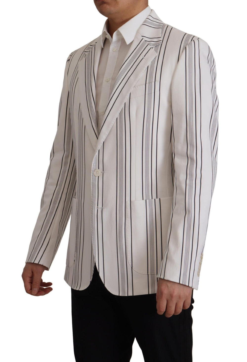 Dolce & Gabbana Striped Cotton Blazer in White