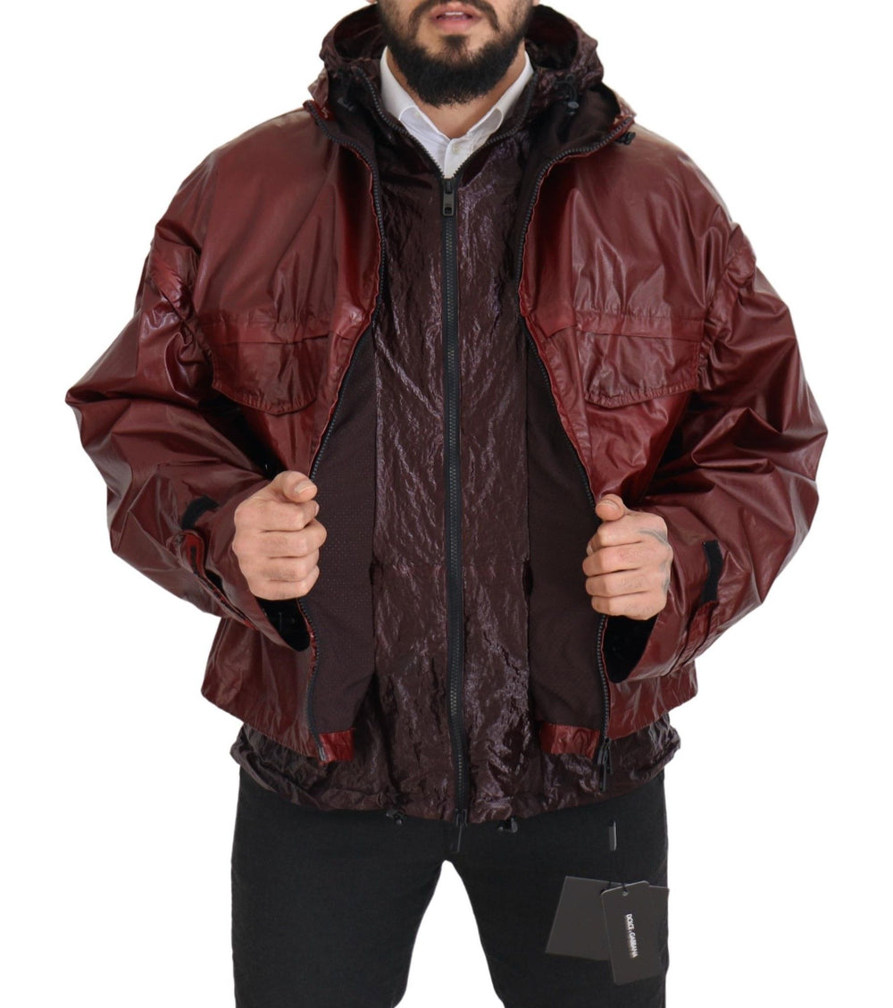 Dolce & Gabbana Cotton Hooded Full-Zip Jacket in Bordeaux