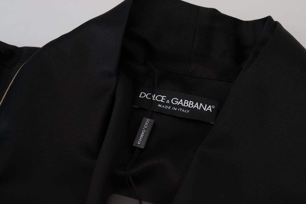 Dolce & Gabbana 100% Silk Robe Coat in Black