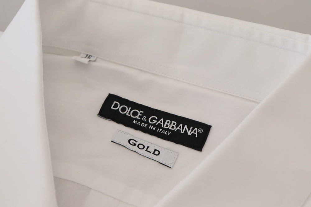 Dolce & Gabbana 100% Cotton GOLD Peacock Feather Shirt in White