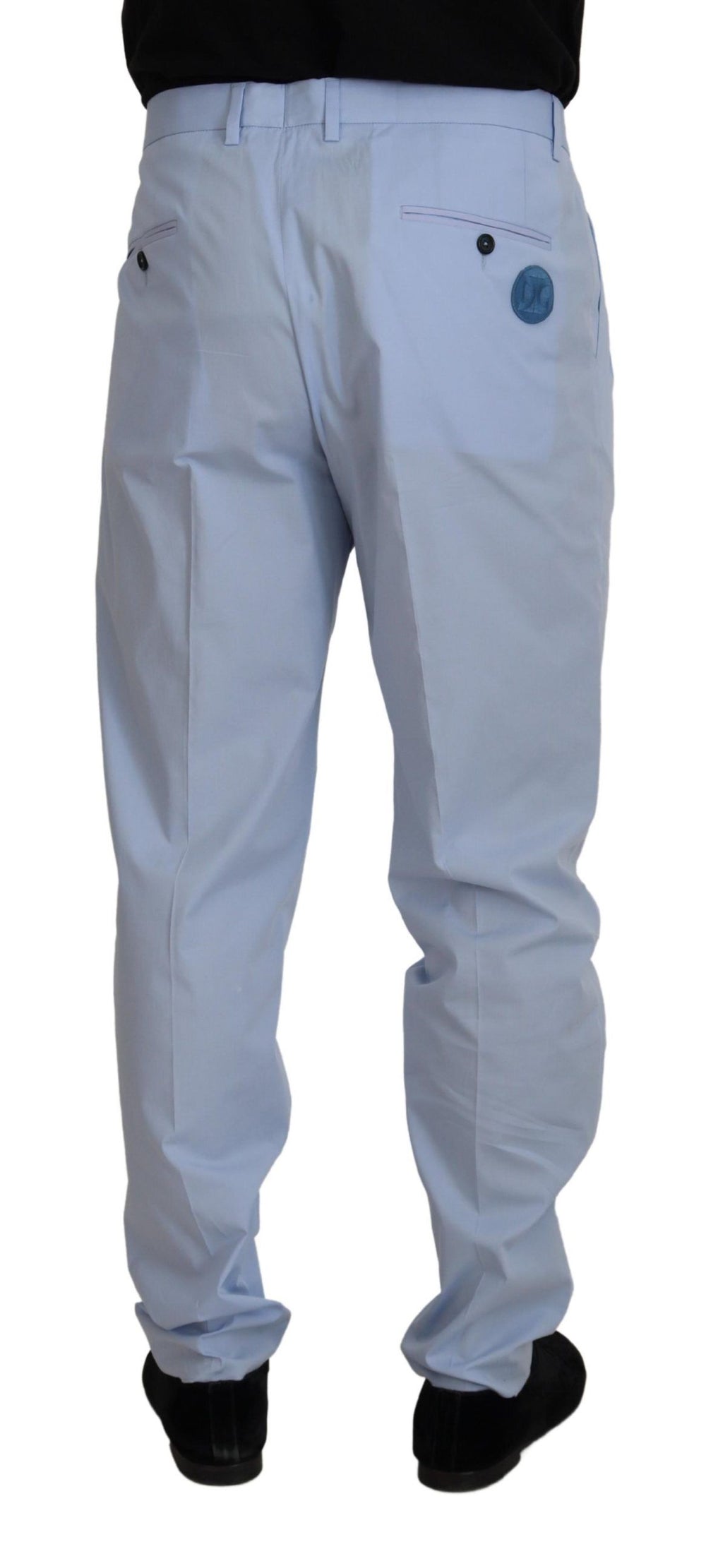 Blue Cotton Stretch Trousers Chinos Pants mens luxury fashion - Mens Edit