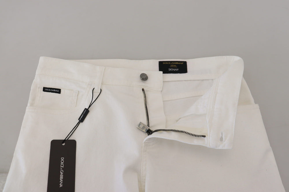 Dolce & Gabbana Slim Skinny Stretch Denim Jeans in White