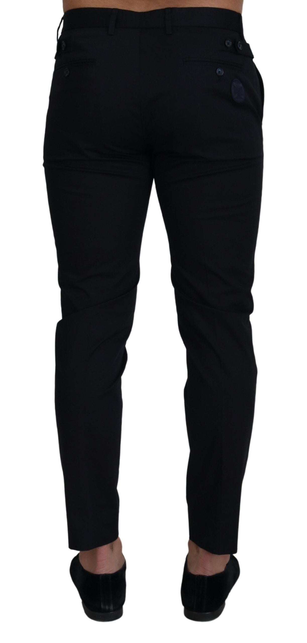 Blue Stretch Cotton Slim Trousers Chinos Pants mens luxury fashion - Mens Edit
