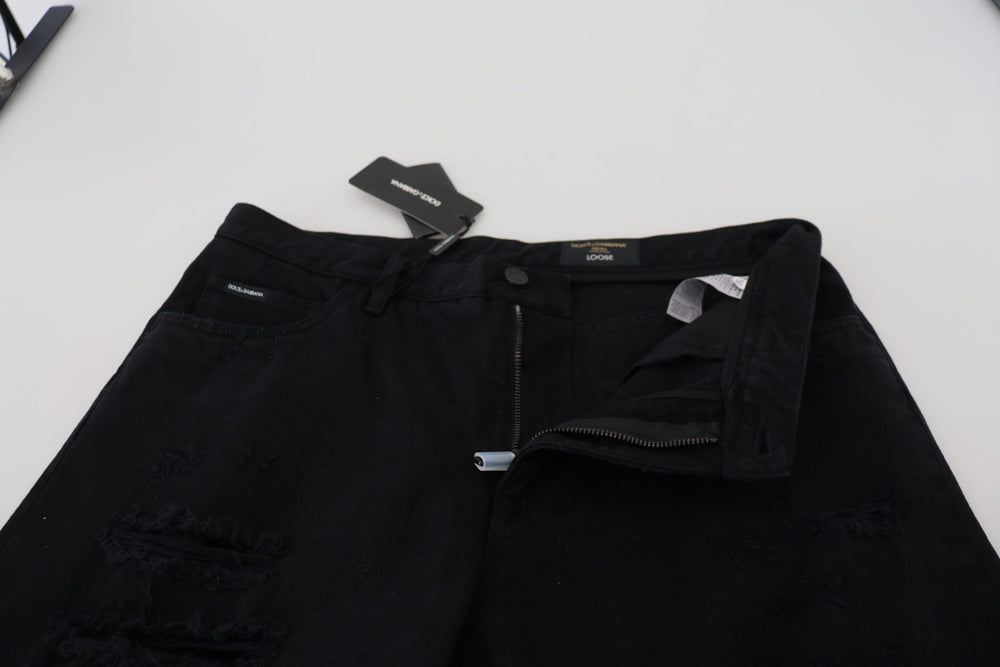 Dolce & Gabbana 100% Cotton Loose Jeans in Black