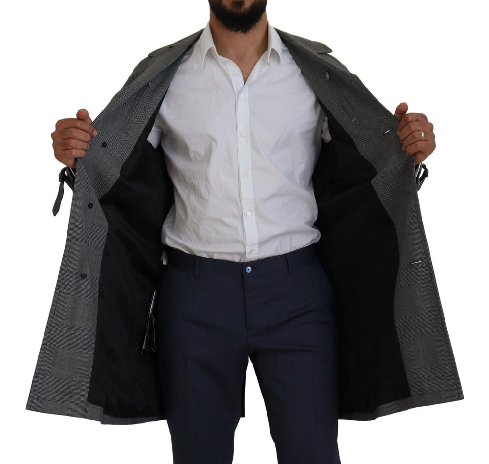 Dolce & Gabbana Wool Plaid Trench Coat in Grey