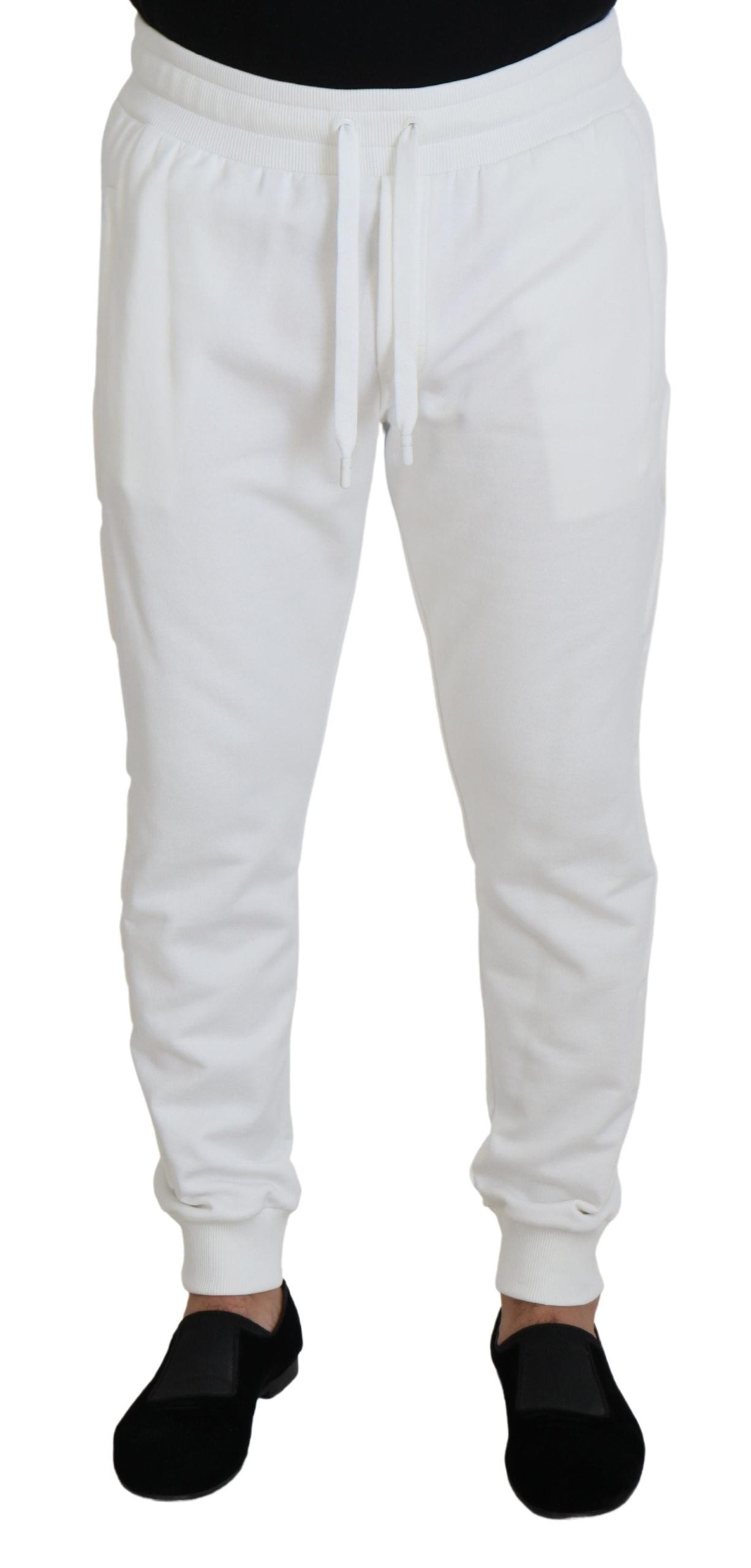 White Sport Logo Cotton Sweatpants Trousers Pants mens luxury fashion - Mens Edit