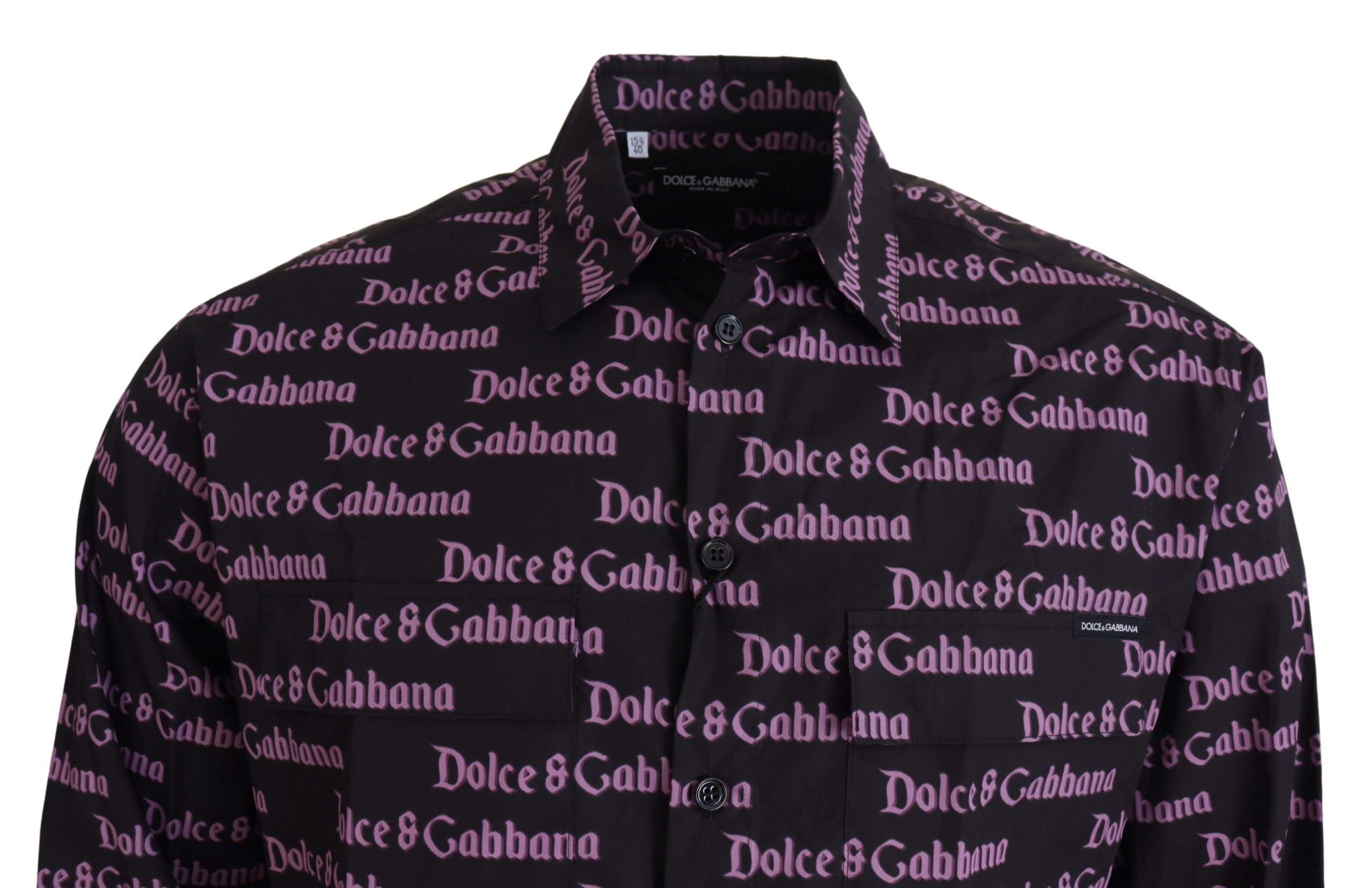 Dolce & Gabbana Βαμβακερό Slim Fit Πουκάμισο σε Μαύρο και Μωβ