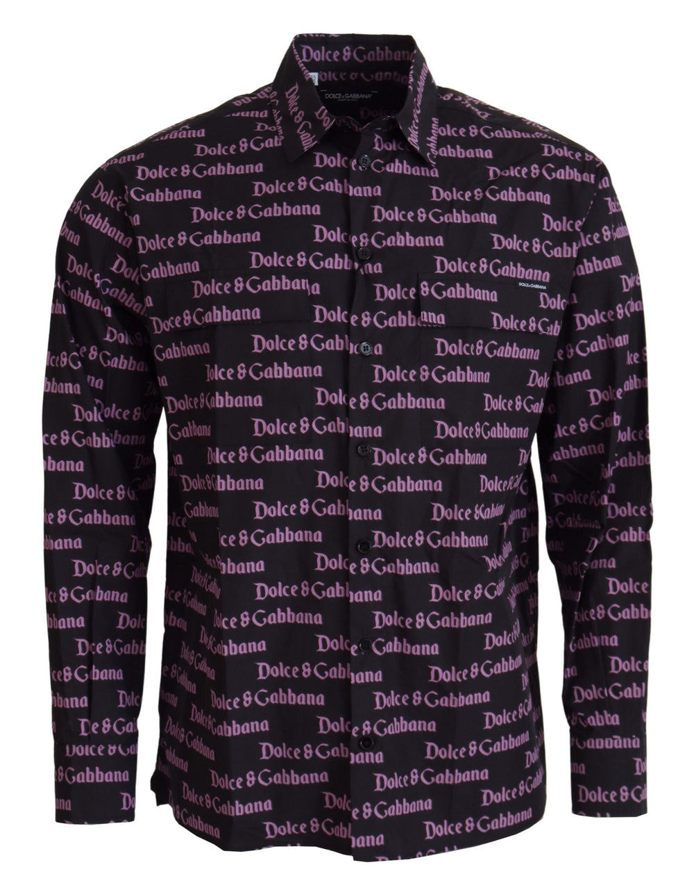 Dolce & Gabbana 100% Cotton Slim Fit Dress Shirt in Black and Purple