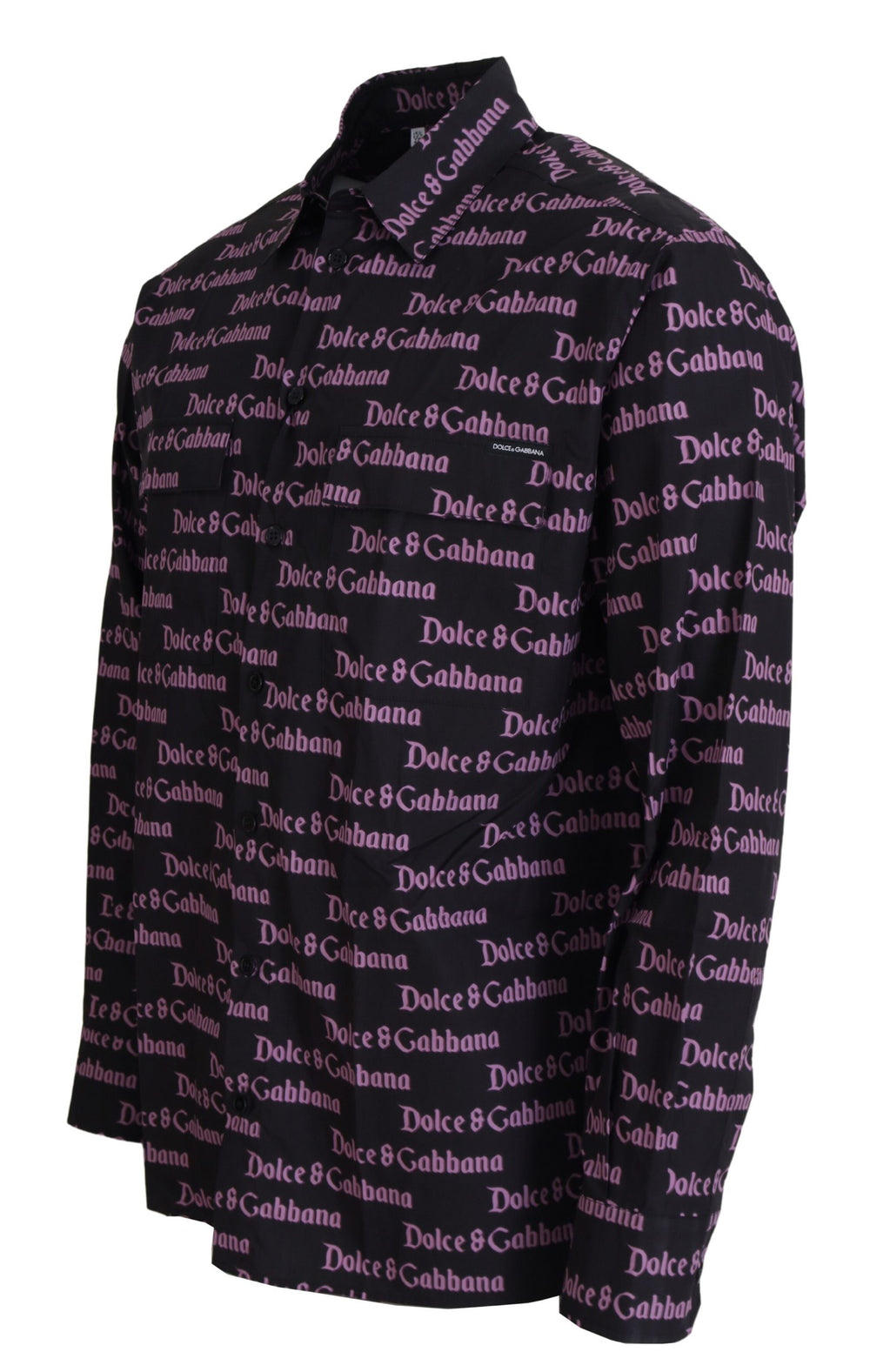 Dolce & Gabbana 100% Cotton Slim Fit Dress Shirt in Black and Purple