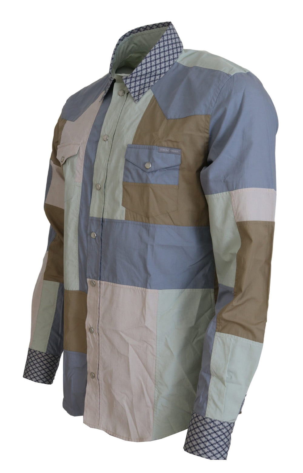 Dolce & Gabbana 100% Cotton Patchwork Slim Shirt in Multicolor