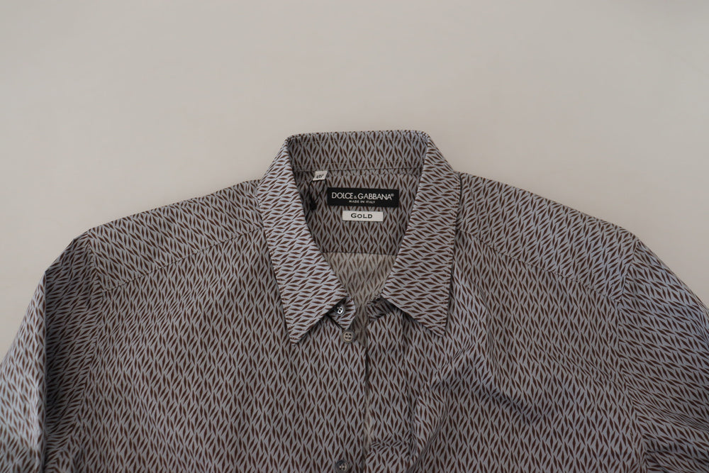 Dolce & Gabbana GOLD Slim Fit Dress Shirt in Grey-Brown Fantasy