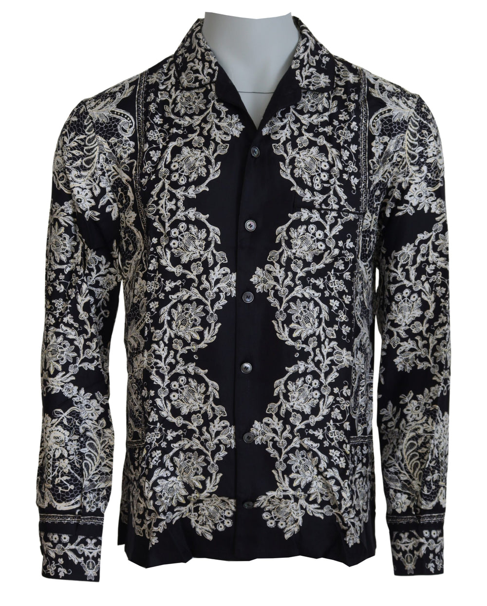 Dolce & Gabbana Silk Floral Baroque Satin Shirt in Blue