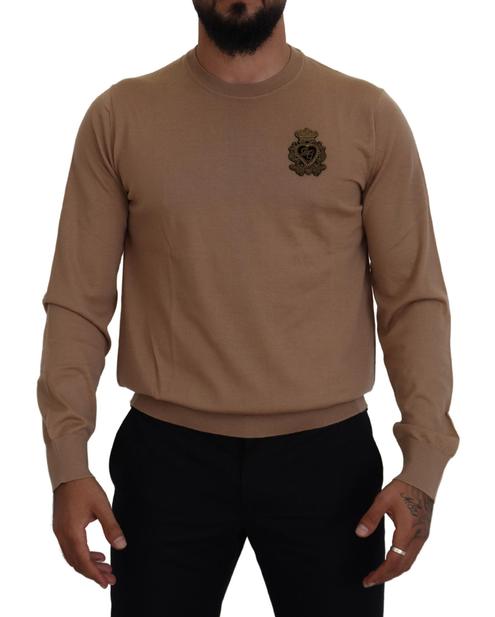 Dolce & Gabbana 100% Cashmere Crewneck Sweater in Beige