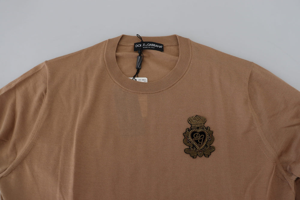 Dolce & Gabbana 100% Cashmere Crewneck Sweater in Beige