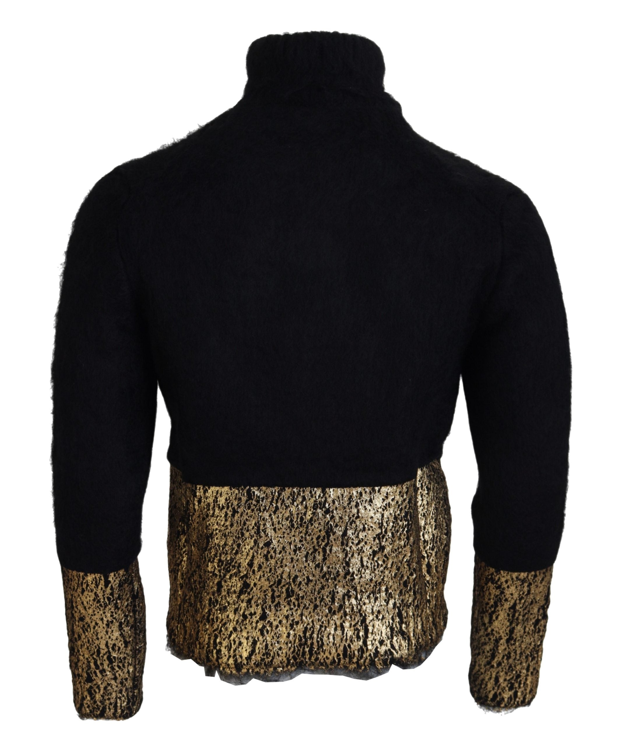 Dolce & Gabbana Πουλόβερ Turtleneck από Mohair σε Μαύρο και Χρυσό