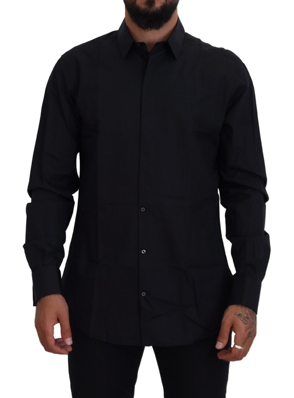 Black Gold Cotton Slim Fit Dress Mens Shirt mens luxury fashion - Mens Edit